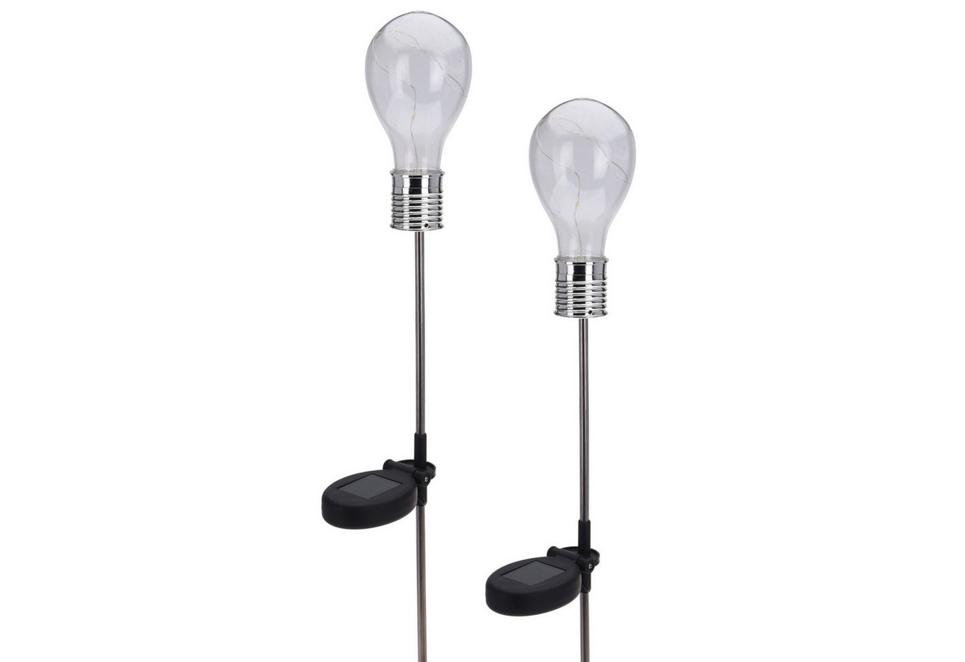 Koopman LED Solarleuchte Solarleuchte 2er Set Glühbirnenform, Ein-/Ausschalter, LED, Warmweiß, Solarlampe Gartenlampe von Koopman