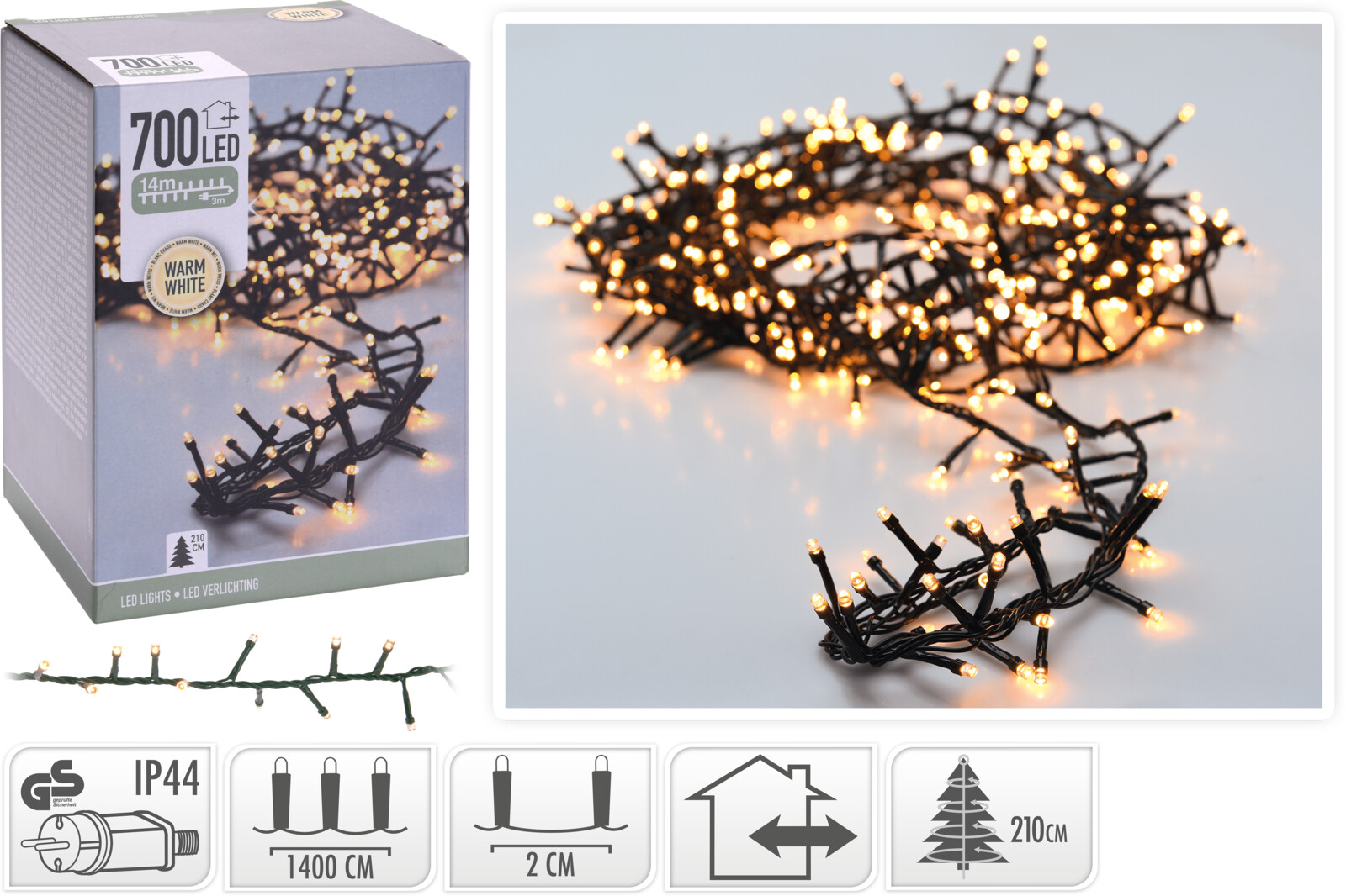 Koopman Lichterkette Microcluster 400 LEDs Warmweiß 14m von Koopman