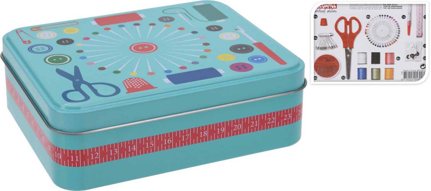Koopman Nähzubehör Nähbox Metallbox Nähkasten Nähzeug Reiseset 87tlg Nähgarn, (92-St), Inkl. Metallbox, 6 Garnfarben, div. Teile, Schere, Kleinteile von Koopman