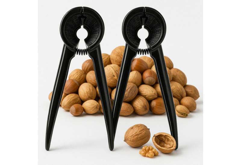 Koopman Nussknacker Nusszange Nussbrecher Nussöffner Walnussknacker Nussknackzange, (2-tlg), 2 Stk, Schwarz, Aluminium, Flaschenöffner, Korkenzieher von Koopman