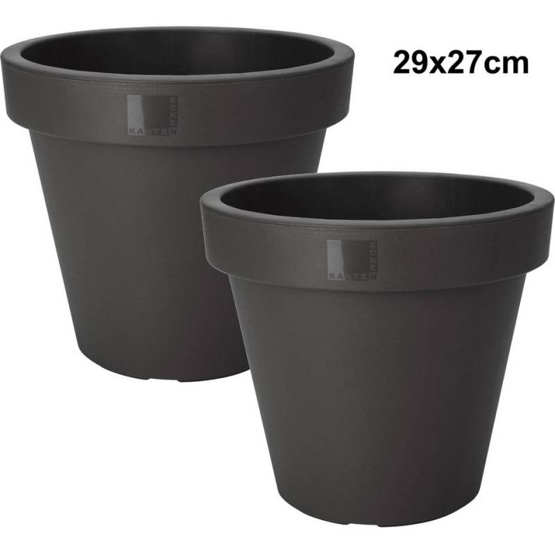 Koopman Blumentopf Blumenkübel Pflanzkübel Blumentopf 29X27cm Garten (2 St), 2 Stk., Pflanzentopf, Schwarz, Kunststoff, Übertopf Garten von Koopman