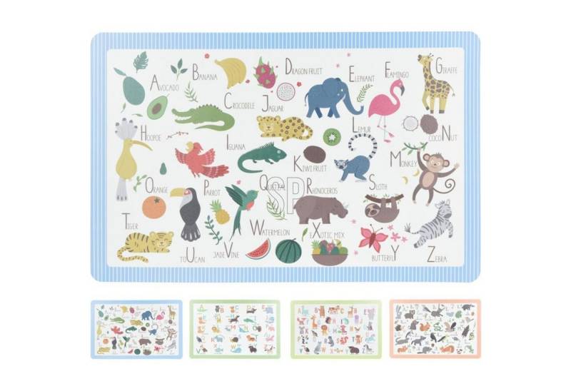 Koopman Platzset 12 Stück Platzset für Kinder 44x29cm Tiere Platzdeckchen Unterlage Frü von Koopman