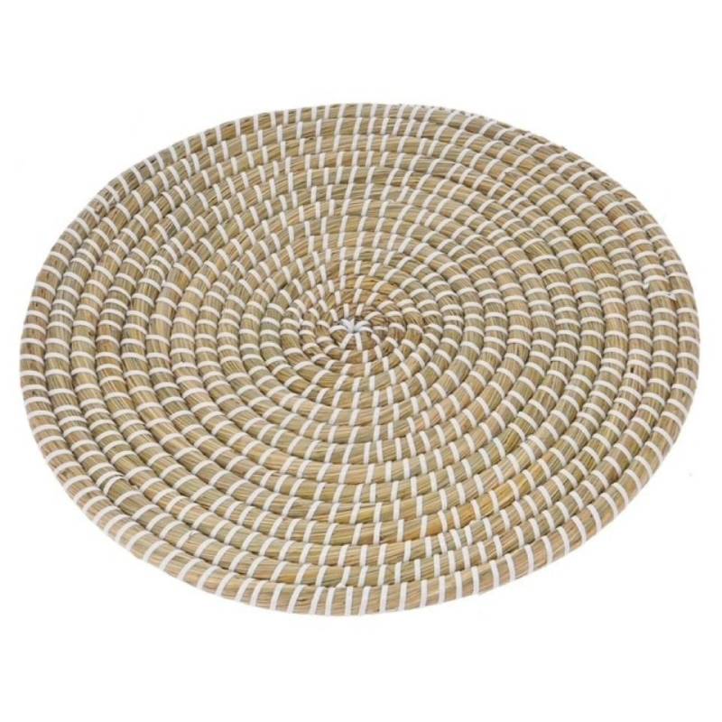 Koopman Platzset SEEGRAS naturbraun rund, Ideal als Tischset, Unterlage für Deko oder als Wand-Accessoire von Koopman