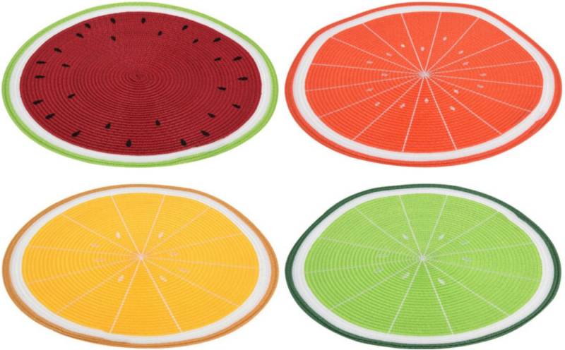 Koopman Platzset Tischset Platzteller Tischset Tischdeko Frucht, (4-St), 4 Stk, Fruchtmix, Ø 38cm, Polyester, Esstisch von Koopman
