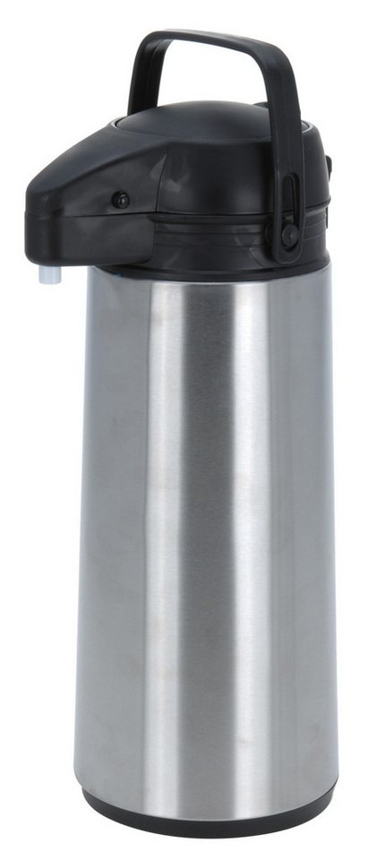 Koopman Pump-Isolierkanne Isolierkanne Pumpkanne Kaffeekanne Teekanne Heißgetränke 1,9L, (1-St), Edelstahl, Isolierend, 36x17x14cm, Silberfarbend, 6h Wärme von Koopman