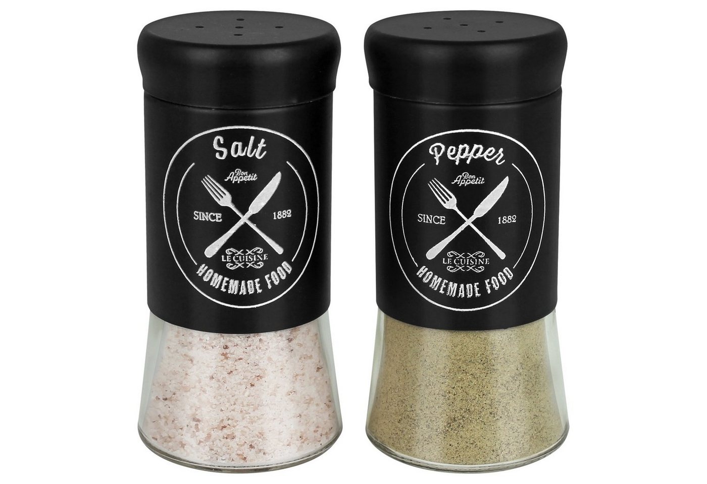 Koopman Salz- / Pfefferstreuer Gewürzstreuer Bistro Salt Pepper Salzstreuer Streuerset Gewürzglas, (Set 2 Stück), Gewürzspender Vintage Gewürz Aufbewahrung Behälter Streuer Glas von Koopman