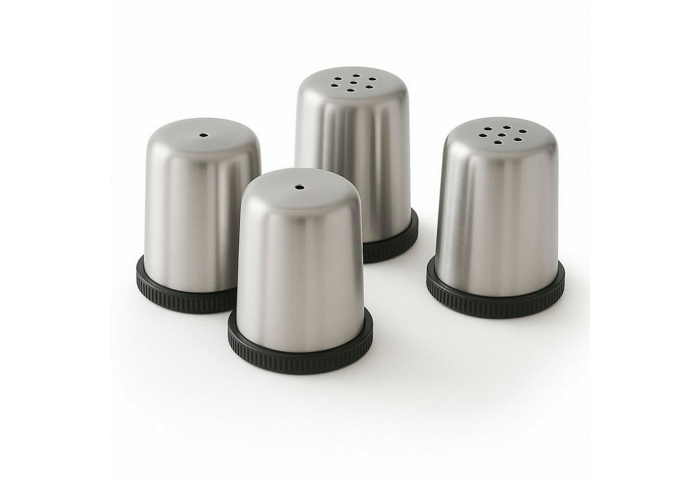 Koopman Salz- / Pfefferstreuer Salzsteuer Pfefferstreuer Gewürzstreuer Kochutensilien 4tlg Streuer, (2-tlg), Edelstahl, je 50ml, 4x5cm, 4 Streuer, Schlicht von Koopman