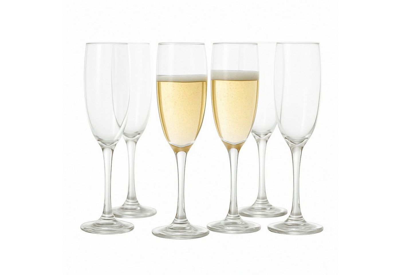 Koopman Sektglas Champagnergläser Sektgläser Gläserset Gläser Glas 6tlg, Glas, Kristallglas, 190ml, Transparent, Klassisch, Feier von Koopman