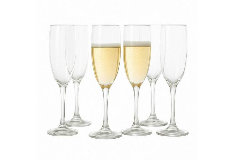 Koopman Sektglas Champagnergläser Sektgläser Gläserset Gläser Glas 6tlg, Glas, Kristallglas, 190ml, Transparent, Klassisch, Feier von Koopman