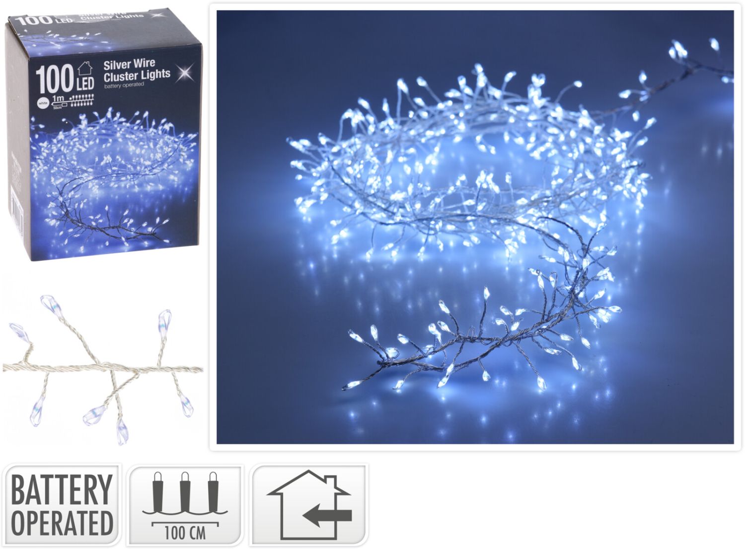 Koopman Silberdraht Beleuchtung weiß 100 LED von Koopman