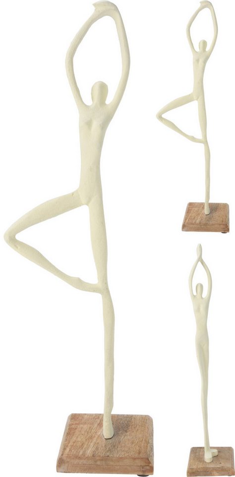 Koopman Skulptur Pastellgelb (2 St), 2er Set, Dekofigur, Holzsockel, Ballerina von Koopman