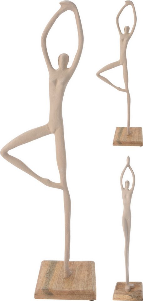 Koopman Skulptur Taupe (2 St), 2er Set, Dekofigur, Holzsockel, Ballerina von Koopman