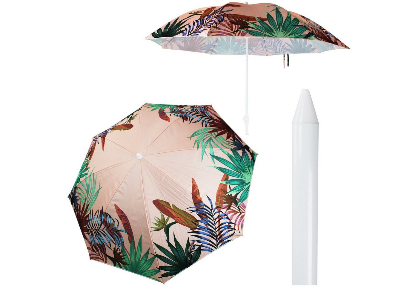 Koopman Sonnenschirm 180cm mit Farbwahl, Strandsonnenschirm Sonnenschutz Schirm Verstellbar von Koopman