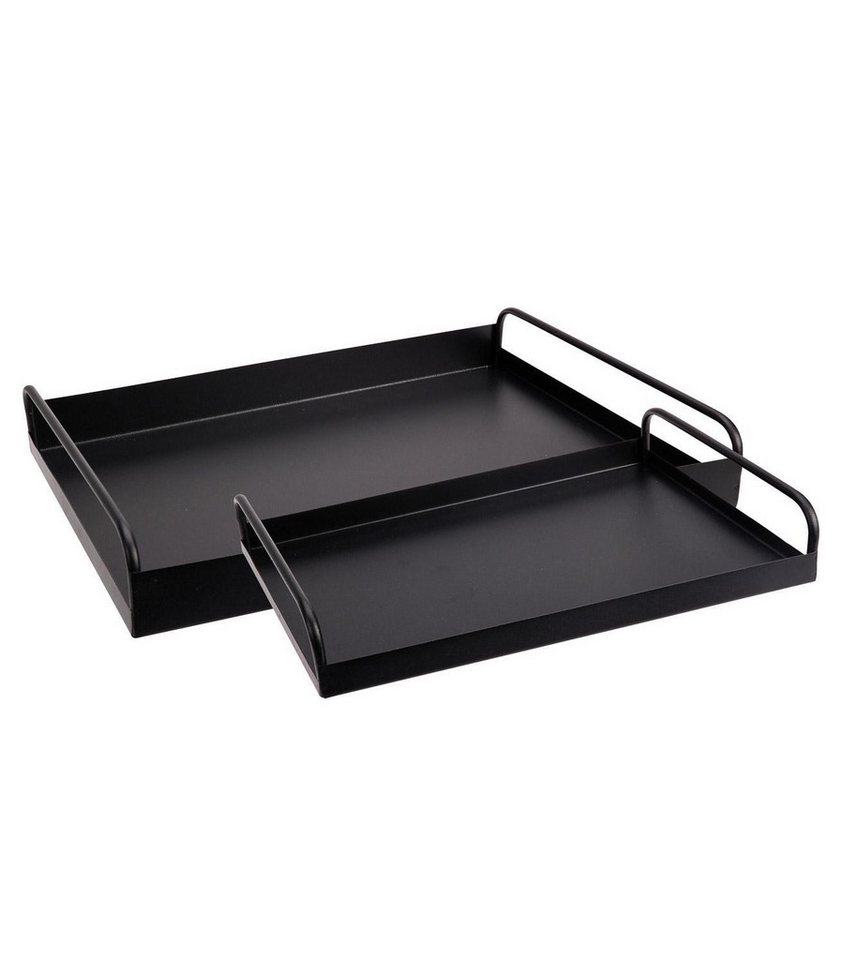 Koopman Tablett 2-teiliges Set MARIUS, Schwarz, mit Griffen, Metall Koopman Tablett 2-teiliges Set MARIUS, Schwarz, mit Griffen, Metall von Koopman