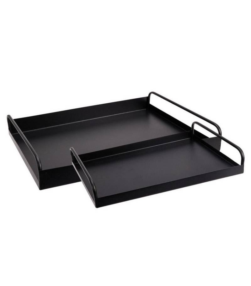Koopman Tablett 2-teiliges Set MARIUS, Schwarz, mit Griffen, Metall Koopman Tablett 2-teiliges Set MARIUS, Schwarz, mit Griffen, Metall von Koopman