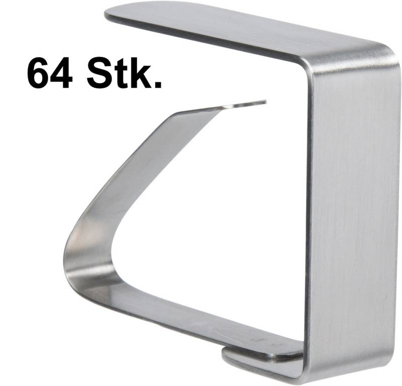 Koopman Tischtuchklammer Tischdeckenklammer Edelstahl Tischdecke 8/16/32/144 er SET, (64-tlg), 64er Set, Edelstahl, Befestigung, Tischtuchhalter, Tischclips von Koopman