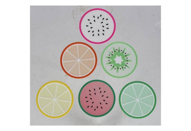 Koopman Topfuntersetzer 24x Silikon Untersetzer 6er Obst Glas Gläser Tischschutz Getränke Plat von Koopman