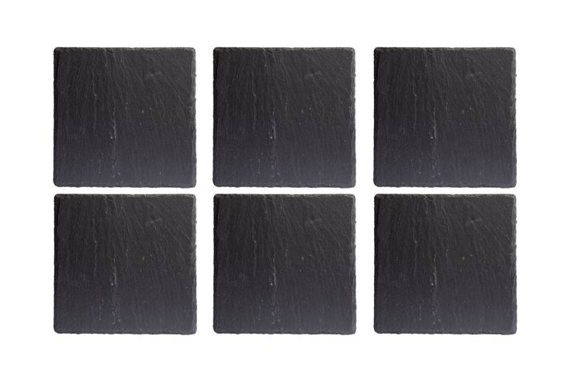Koopman Topfuntersetzer Schieferplatten RILEY, 6er Set, Grau, 17 x 17 cm, Zubehör für Pfannen, Töpfe, Auflaufformen, Schiefer von Koopman