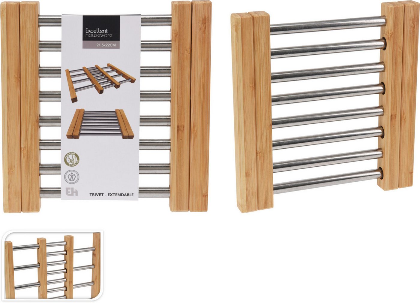 Koopman Topfuntersetzer Topfunterlage Untersetzer Hitzeunterlage Pfannenunterlage 34x22cm, 1-tlg., Ausziehbar, Bambus, Breite von 21,5-34,5cm, Edelstahl, Flexibel Koopman Topfuntersetzer Topfunterlage Untersetzer Hitzeunterlage Pfannenunterlage 34x22cm, 1-tlg., Ausziehbar, Bambus, Breite von 21,5-34,5cm, Edelstahl, Flexibel von Koopman