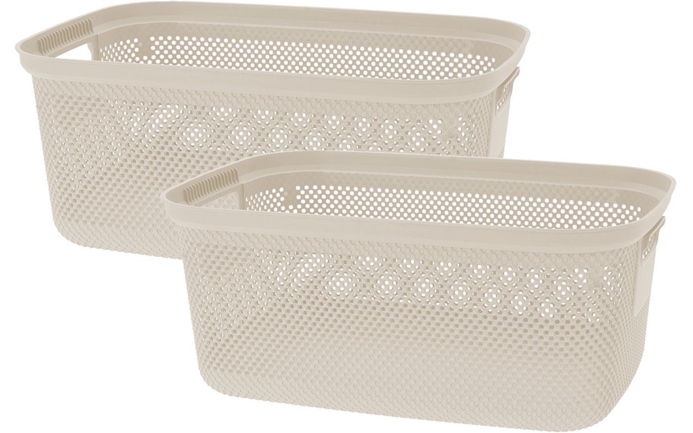 Koopman Wäschekorb Wäschewanne Aufbewahrung Kunststoff 30 L 4 Farben Einkaufen 2 er SET (2 St), 2er Set, Beige, 30L, Wäschebehälter, Kunststoff von Koopman
