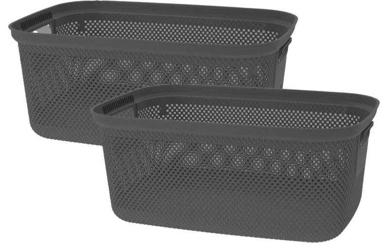 Koopman Wäschekorb Einkaufskorb Wäschewanne Korb Box Kunststoff 53 cm (2 St), 2er Set, Anthrazit, 30L, Wäschebehälter, Kunststoff von Koopman