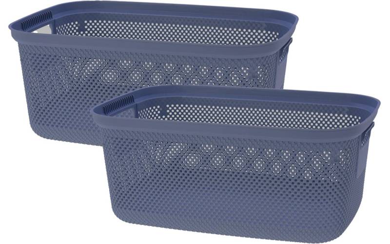 Koopman Wäschekorb Einkaufskorb Wäschewanne Korb Box Kunststoff 53 cm (2 St), 2er Set, Dunkelblau, 30L, Wäschebehälter, Kunststoff von Koopman