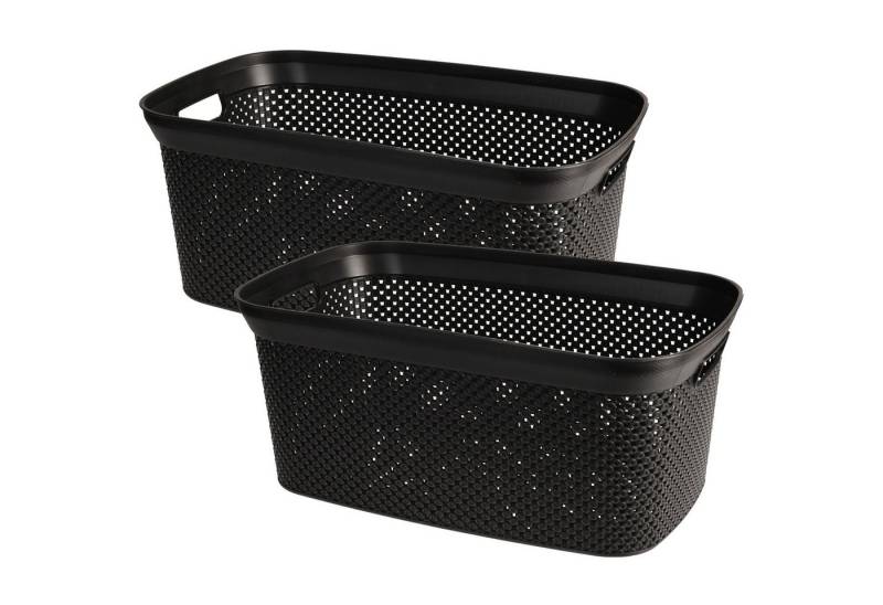 Koopman Wäschekorb Wäschebehälter Wäschesammler Waschbehälter 2 er Set (Set, 2 St., 2 Wäschekörbe), 2 Stk, 54x33x23cm, 35 Liter, Kunststoff, Schwarz von Koopman