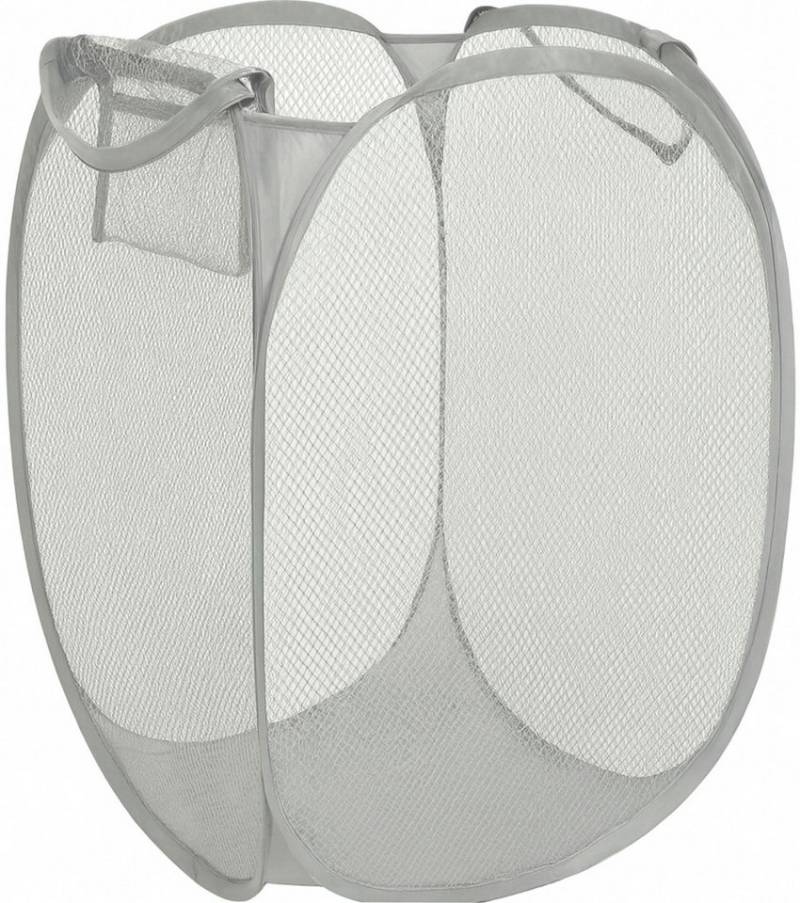 Koopman Wäschenetz Wäschebehälter Wäschesammler Waschbehälter Mesh-Netz,(1-St), Grau, 58x36x36cm, Pop-Up, Nylon, Tragegriff von Koopman