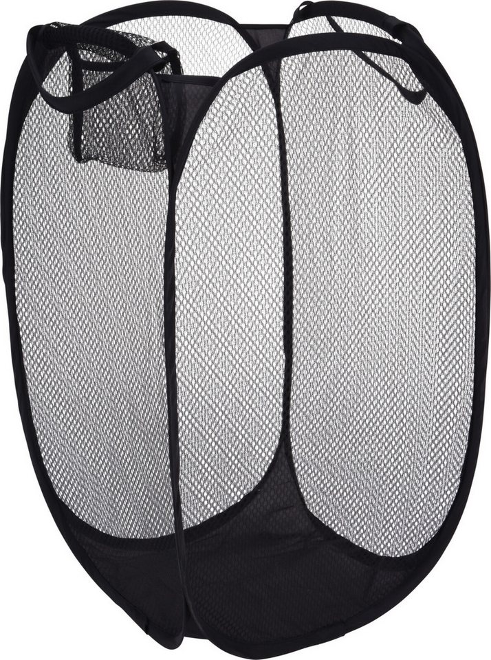 Koopman Wäschenetz Wäschebehälter Wäschesammler Waschbehälter Mesh-Netz,(1-St), Schwarz, 58x36x36cm, Pop-Up, Nylon, Tragegriff von Koopman