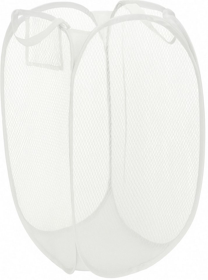 Koopman Wäschenetz Wäschebehälter Wäschesammler Waschbehälter Mesh-Netz,(1-St), Weiß, 58x36x36cm, Pop-Up, Nylon, Tragegriff von Koopman