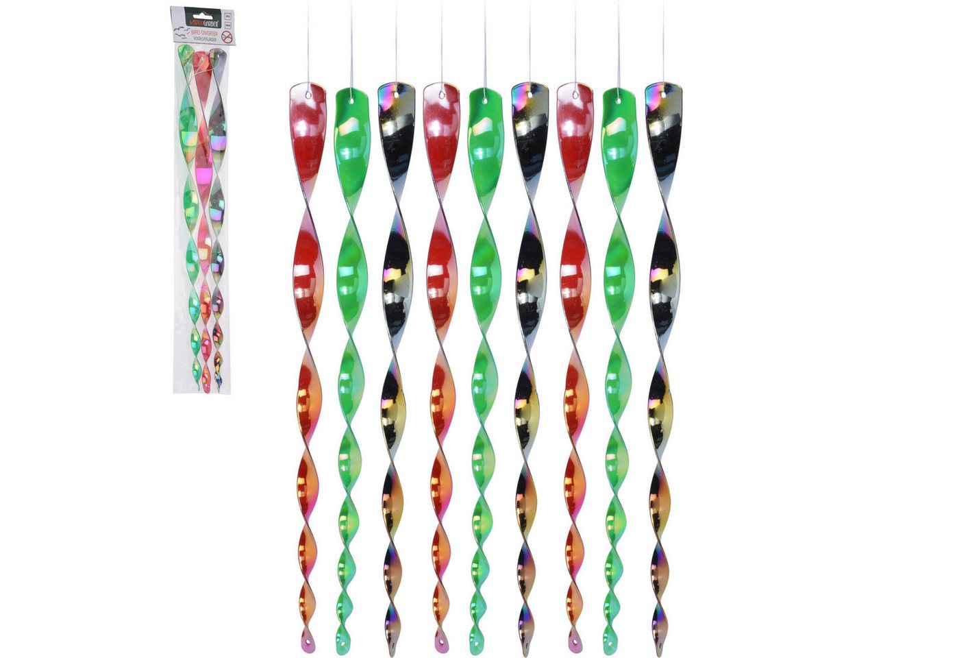 Koopman Windspiel Vogelschreck Windspirale Vogelabwehr (9 St), 9 Stk, Kunststoff, Reflektierend, Twister, Multicolor von Koopman