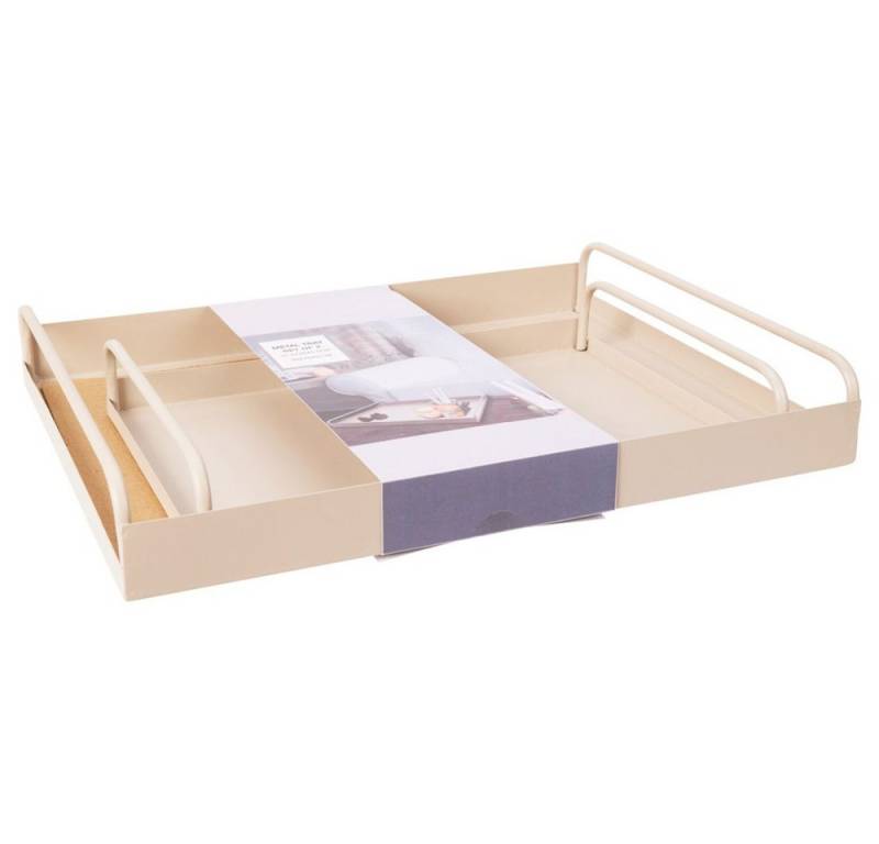 Koopmann Dekoteller Tablett 2-er Set - sandfarben - Metall (2 St) von Koopmann