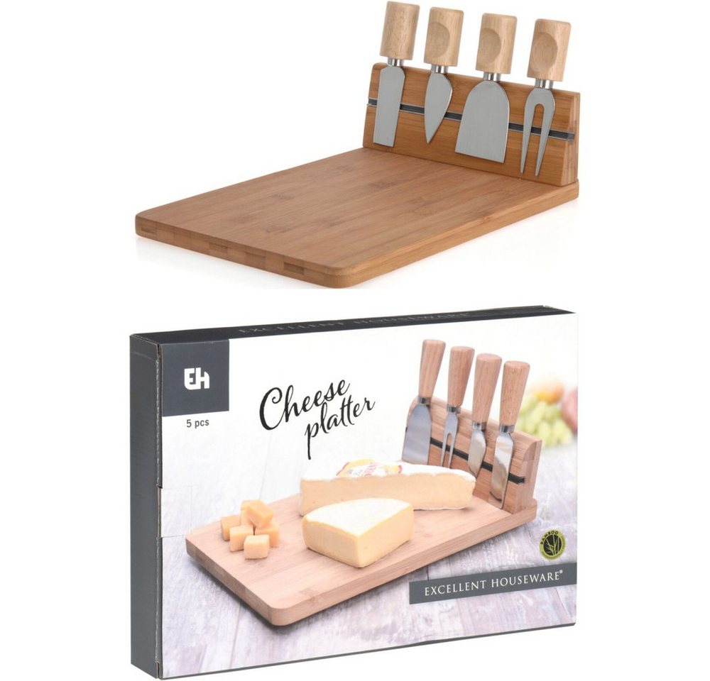 Koopmann Hängedekoration Käsebrett mit 4 Messern - Set 5-teilig - ca. 30 x 20 x 8,5 cm von Koopmann