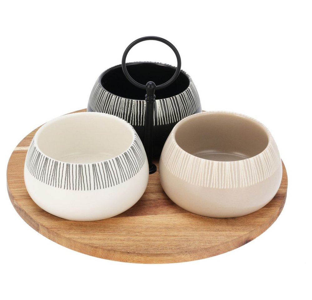 Koopmann Hängedekoration Servierset - 3 Runde Schälchen - 1 Holzbrett (4 St) von Koopmann