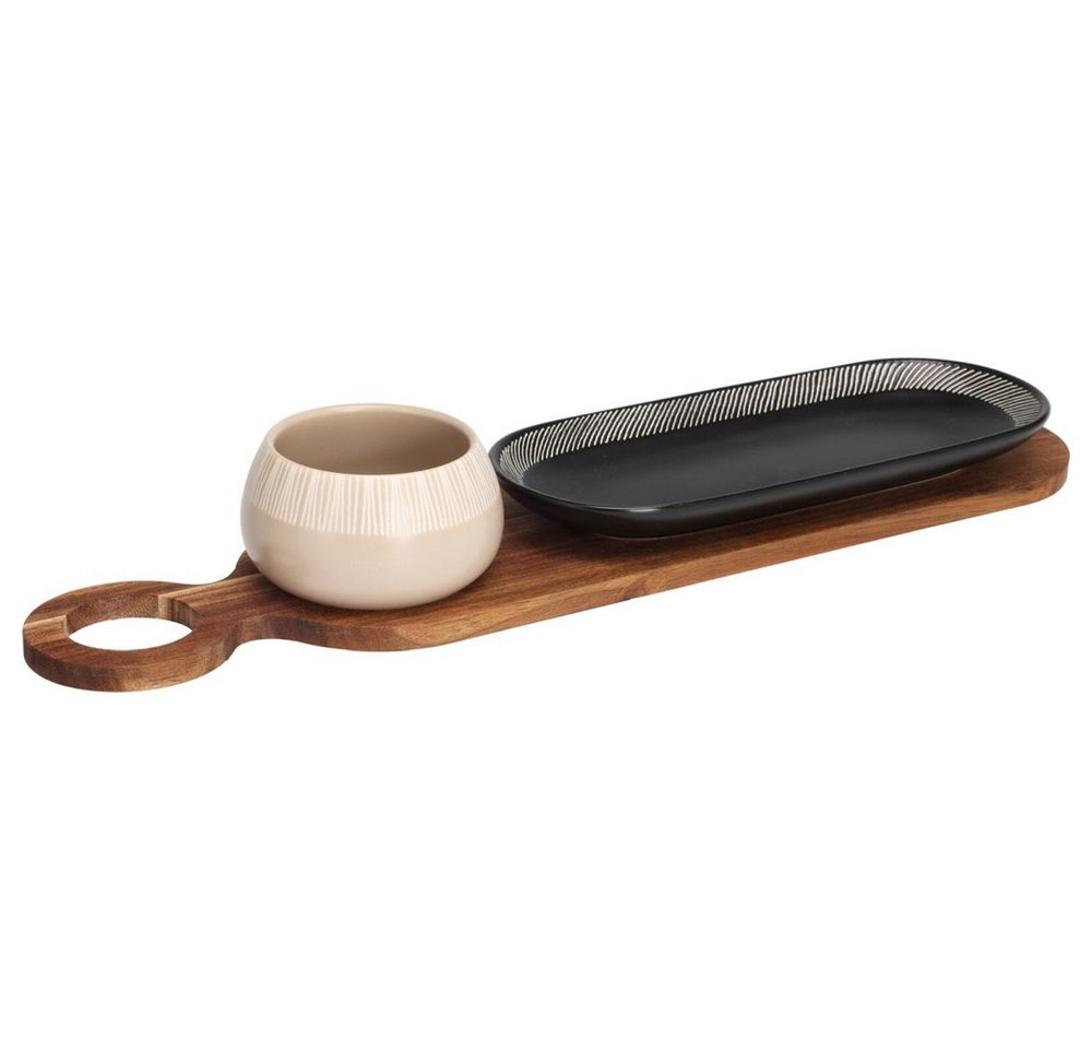 Koopmann Hängedekoration Servierset - Oval - 2 Schälchen - 1 Holzbrett (3 St) von Koopmann