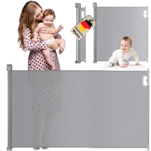 Treppenschutzgitter Türschutzgitter ausziehbar 0-140 cm - Baby, Haustiere Absperrgitter und Türschutzrollo - ideal für Treppen, Türen & Flure - Kinder- & Haustiersicher - inkl. Auto-Close Funktion von Koopmann