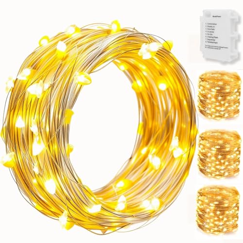 Koopower 4 Stück 3M 30 LED Micro-Lichterketten Batteriebetrieben, Automatisches Ein-Aus, 2 Programm, IP65 wasserdichte Kupferdraht-Lichter für Innen/Außen von Koopower