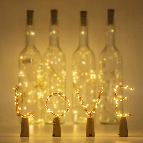 Koopower 6 Stück 2M LED Flaschenlicht Batterie, Wine Bottle Lights, Kupferdraht Lichterkette Warmweiß für Party, Garten, Weihnachten, Halloween, Hochzeit, Beleuchtung Deko (außen/innen), 6er, HG4029 von Koopower