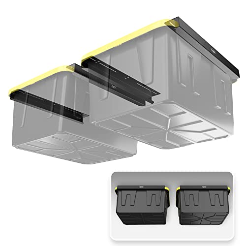 Koova Überkopf-Garagen-Aufbewahrungsregale für Mehrzweckbehälter, Rahmenschienen mit Hardware, robuste Stahl-Deckenaufhänger, Container-Organisation, DIY-Montagesystem (Zwei Müllregale) von Koova