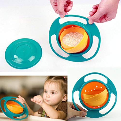 Koowaa Cute Baby Bowl 360 ° drehbare, auslaufsichere Schüssel Gyroscopic Bowl mit Deckel für Baby-Kinder Vermeiden Sie das Verschütten von Lebensmitteln mit lustigem Spielzeug-Baby-Geschirr von Koowaa