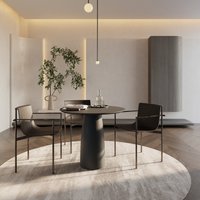 Anthrazitfarbener Runder Esstisch Japandi-stil, Lackiertes Mdf von KoparStudio