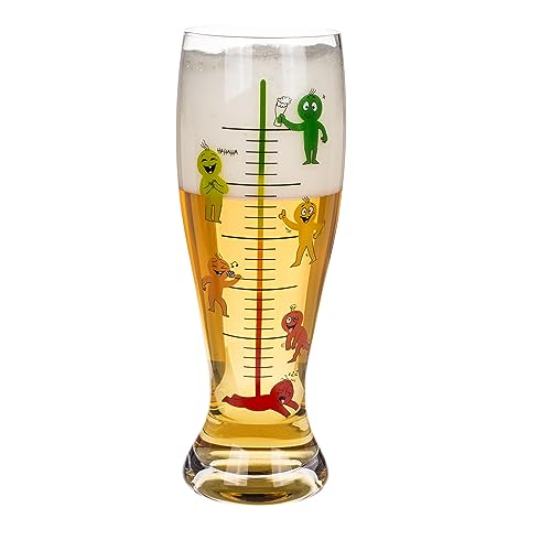 Kopfsalat XXL Weizenglas - 1,3 Liter - mit lustigem Bierglas Aufdruck Phasen des Trinkens - 30 cm hoch von Kopfsalat