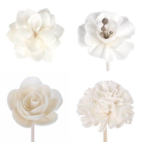 4 Stück Blumen-Schilfrohr-Diffusorstäbchen, Rattan-Duftdiffusor mit Blumen-Ersatz-Rattanstäbchen für Zuhause, Büro, Badezimmer, Schlafzimmer 4 Stück Blumen-Schilfrohr-Diffusorstäbchen, Rattan-Duftdiffusor mit Blumen-Ersatz-Rattanstäbchen für Zuhause, Büro, Badezimmer, Schlafzimmer von Kopida