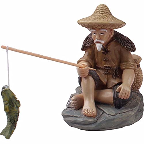 Kopida Mini Fisherman Figuren Harz sitzend Angeln Männer Garten Statue Ornament Fisch Tank Micro Landschaft Dekor von Kopida