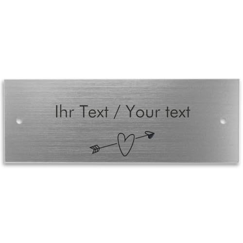 Namensschild aus Acryl in Edelstahl-Optik mit personalisierter Gravur - 250 x 90 mm, silber-metallic - Türschild, Klingelschild von Kopierladen Karnath GmbH