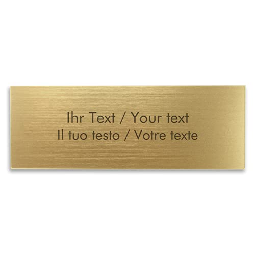 Namensschild mit Ihrem Wunschtext gravieren, rechteckiges Acrylschild in Messing-Optik – 100 x 36 mm, gold-metallic - Türschild - Gravurschild von Kopierladen Karnath GmbH