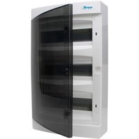 Kopp - Aufputz-Verteilerkasten, mit Tür, mit Klemmleiste und Zubehör, Farbe: grau/schwarz - 350913049 von Kopp