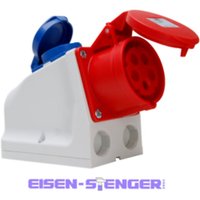 Kopp - CEE-Kombi-Wandsteckdose: CEE-Steckdose+Schutzkontakt-Steckdose, Klappdeckel, Farbe: grau-rot-blau - 100400005 von Kopp