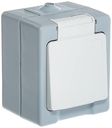 Kopp 100648007 Schutzkontakt-Steckdose 1-fach, Aufputz-Feuchtraum Standard von Kopp