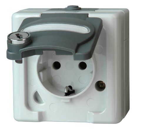 Kopp BLUE ELECTRIC - Schutzkontakt-Steckdose mit Klappdeckel und Sicherheitsschloss (Nr. 1), Farbe: grau Kopp BLUE ELECTRIC - Schutzkontakt-Steckdose mit Klappdeckel und Sicherheitsschloss (Nr. 1), Farbe: grau von Kopp